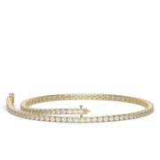 1 Carat Yellow Gold Round Shape Diamond Tennis Bracelet With Prong Setting.
